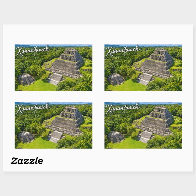 Adesivo Retangular Xunantunich Belize sítio arqueológico maia (Folha)