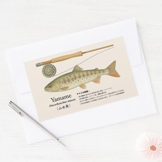 Adesivo Retangular Yamame (Oncorhynchus masou) – Japanese illust (Envelope)
