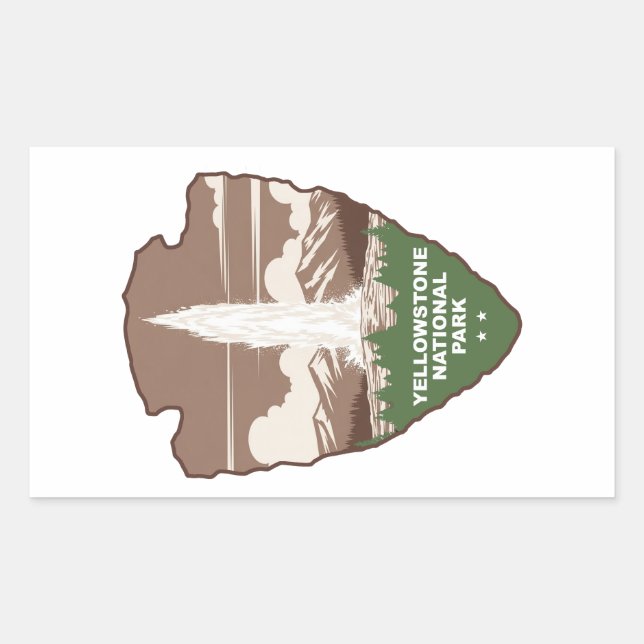 Adesivo Retangular Yellowstone National Park Old Faithful Arrowhead (Frente)