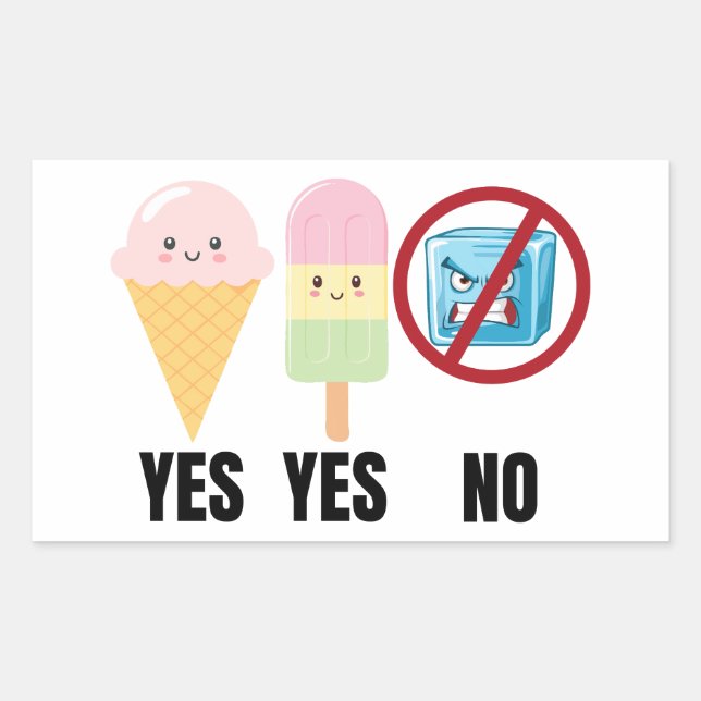 Adesivo Retangular Yes To Ice Cream, No To ICE (Frente)