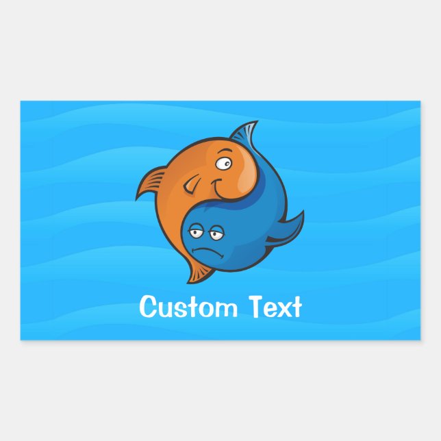 Adesivo Retangular Yin Yang Fish Cartoon (Frente)