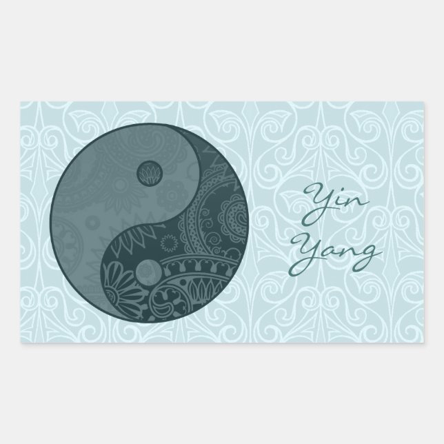 Adesivo Retangular Yin Yang Slate Blue, Padrão (Frente)