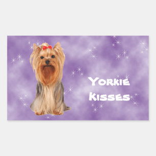 Adesivo Retangular Yorkshire terrier - beijos de Yorkie