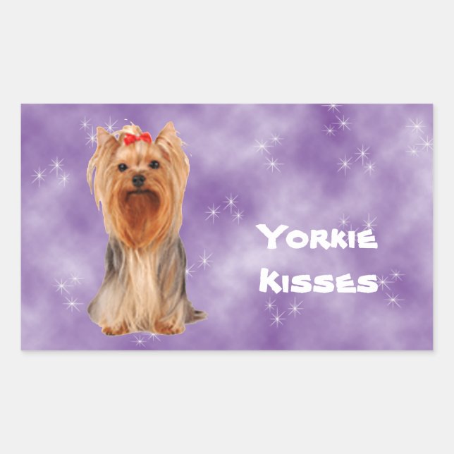 Adesivo Retangular Yorkshire Terrier - Yorkie Kisses (Frente)