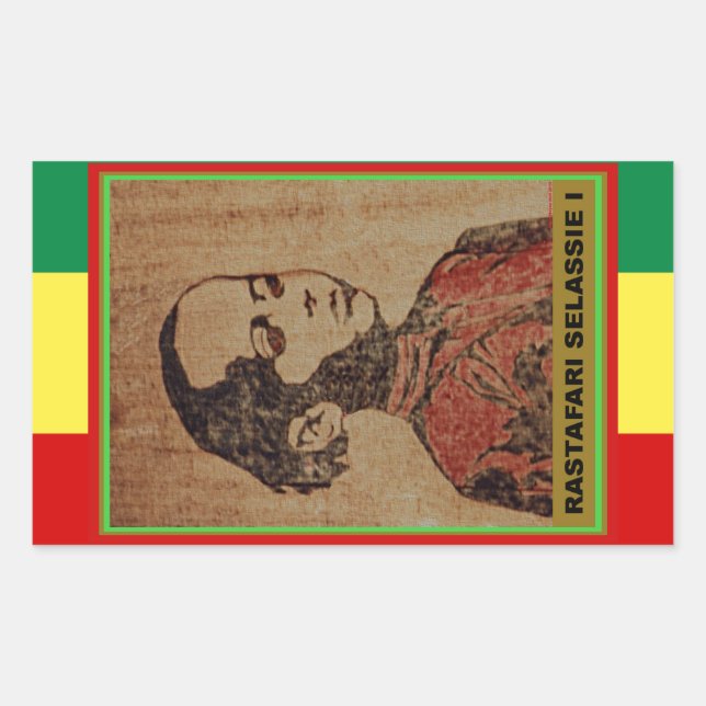 Adesivo Retangular Young Ras, Young Haile Selassie I, Jah Rastafari (Frente)