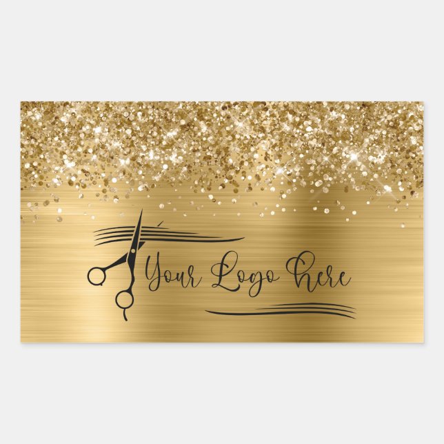 Adesivo Retangular Your Logo Glittery Gold Glam (Frente)