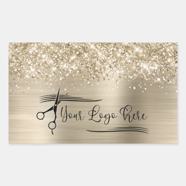 Adesivo Retangular Your Logo Glittery Pale Gold Glam (Frente)