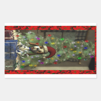 Adesivo Retangular Yule Puppy Retângulo Sticker