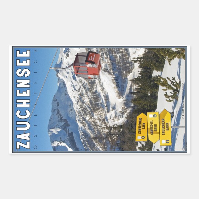 Adesivo Retangular Zauchensee Ski Resort (Frente)