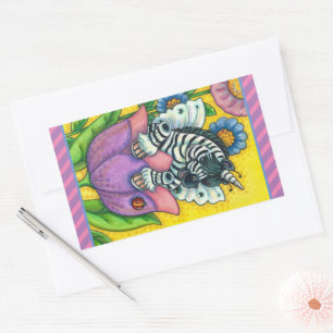 Adesivo Retangular ZEBO WHIMSYNICKER, ZEBRA UNICORN Fantasy