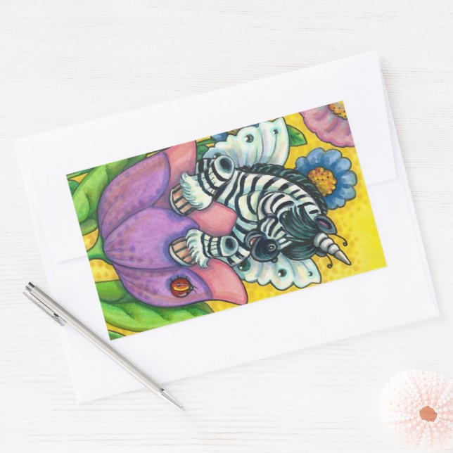 Adesivo Retangular ZEBO WHIMSYNICKER, ZEBRA UNICORN Fantasy (Envelope)