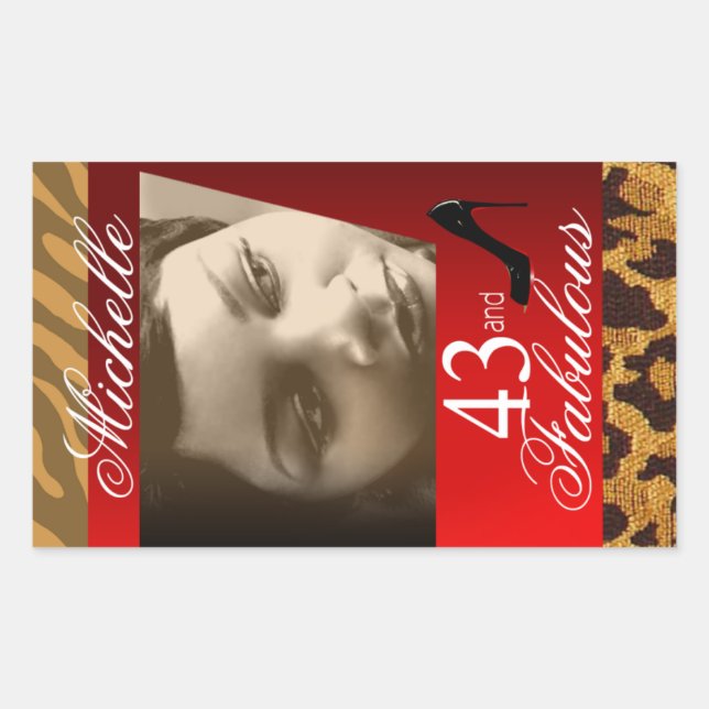 Adesivo Retangular Zebra Leopard Photo Festa de aniversário Wine (Frente)