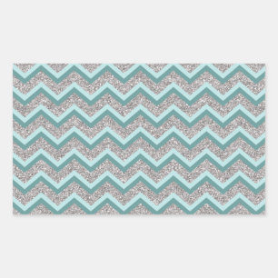 Adesivo Retangular Ziguezague de prata do brilho e da cerceta