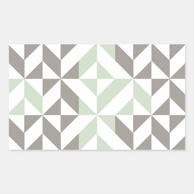 Adesivo Retangular ZigZag Geométrico de Sage Green e Silver (Frente)