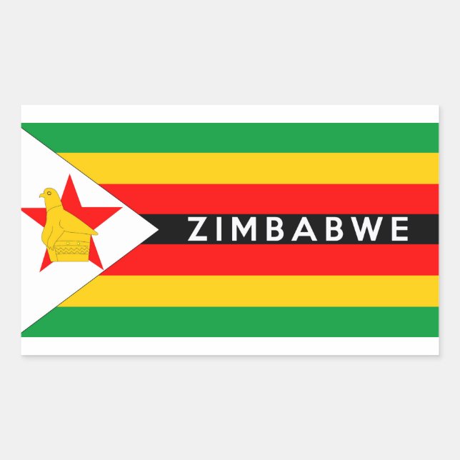 Adesivo Retangular zimbabwe nome do símbolo do país (Frente)