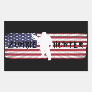 ADESIVO RETANGULAR ZOMBIE HUNTER AMERICAN FLAG
