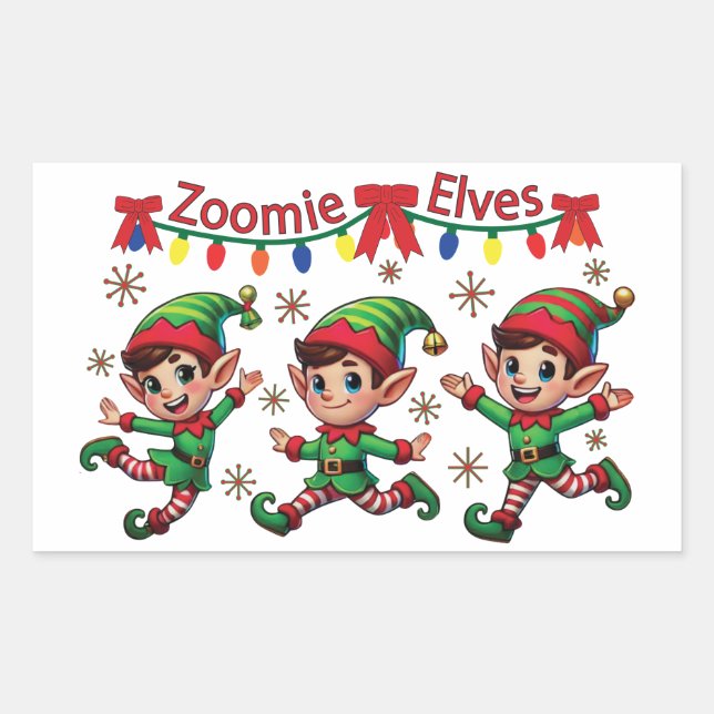 Adesivo Retangular Zoomie Elves Natal (Frente)