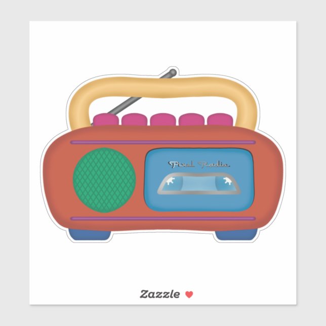 Adesivo Retorno dos 90 - Rádio Pixel Radio Cassette Player (Folha)