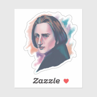 Adesivo Retrato Colorido de Liszt em Aquarela