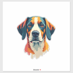 Adesivo Retrato Colorido Vintage de Cachorro em Estilo Pop