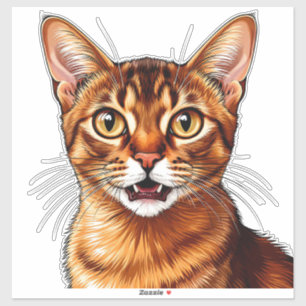 Adesivo Retrato de Gato Abissínio Laranja com Olhar Intens