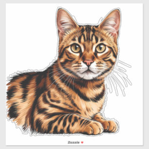 Adesivo Retrato de Gato: Listrado com Olhos Dourados