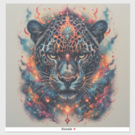 Adesivo Retrato de Leopardo Cósmico Com Efeito Místico