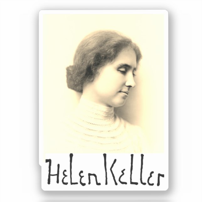Adesivo Retrato e assinatura de Hellen Keller (Frente)