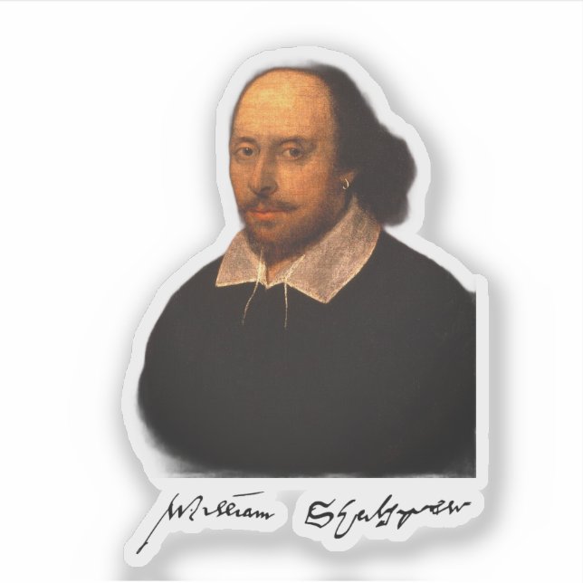 Adesivo Retrato e assinatura de Shakespeare (Frente)