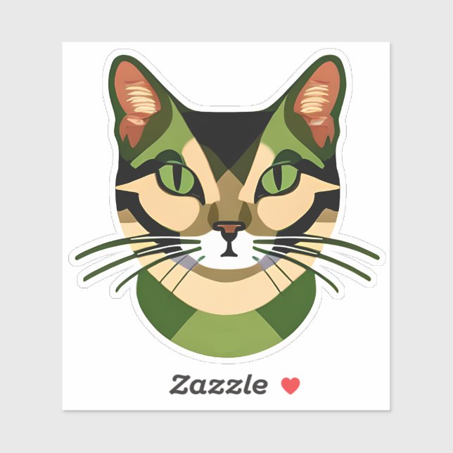 Adesivo Retrato para gatos camuflados (Folha)