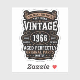 Adesivo Retro 1966 Birthday The Man The Legend 60th Bday  