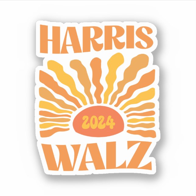 Adesivo Retro Boho Harris Walz 2024 (Frente)
