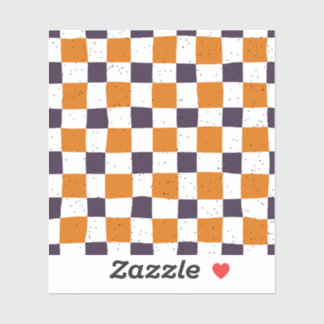 Adesivo Retro bonito gingham Laranja Roxo