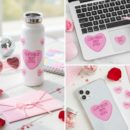 Adesivo Retro Candy Heart Personalized Custom Pink Vinyl