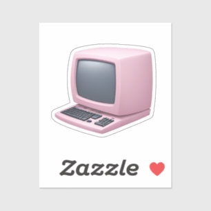 Adesivo Retro Computador Rosa Emoji