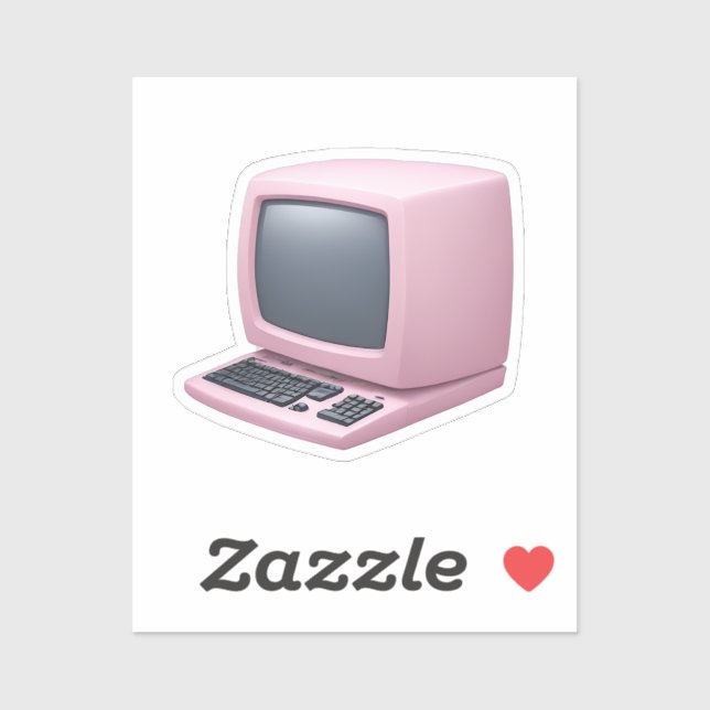 Adesivo Retro Computador Rosa Emoji (Folha)