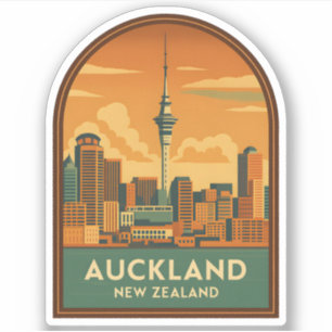 Adesivo Retro da Cidade da Nova Zelândia, em Auckland, via
