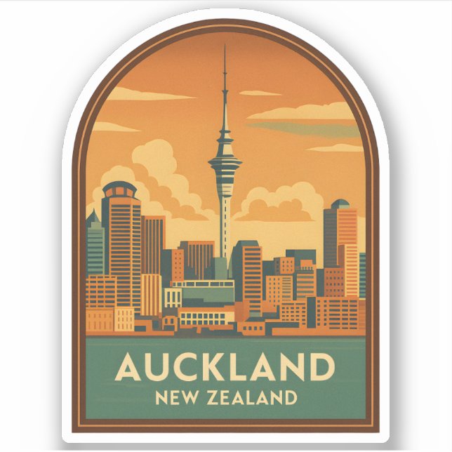 Adesivo Retro da Cidade da Nova Zelândia, em Auckland, via (Frente)
