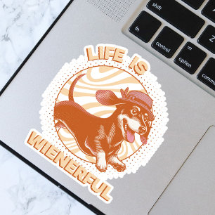 Adesivo Retro Dachshund "A vida é ampla" Cores lentes