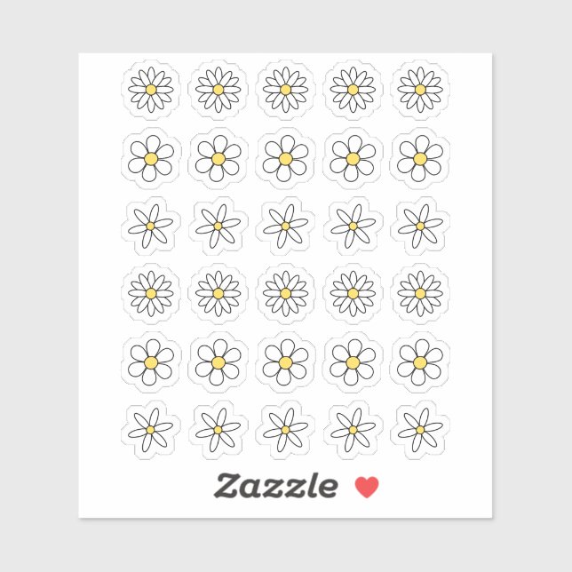 Adesivo Retro Daisies Doodle Decoração Mini Flores Bujo  (Folha)