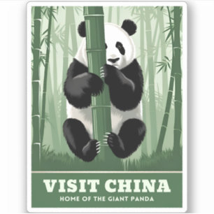 Adesivo Retrô de Natureza da Vida Selvagem do Panda na Chi