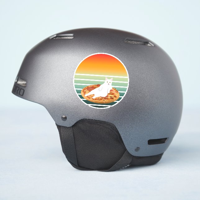 Adesivo Retro de pizza de equitação (Lado do capacete)