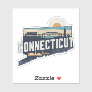 Adesivo Retro do Estado de Connecticut