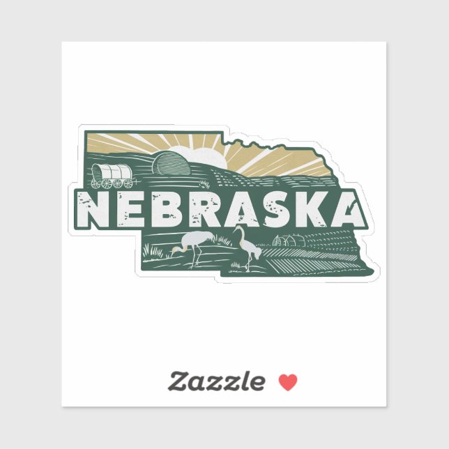Adesivo Retro do Estado de Nebraska (Folha)