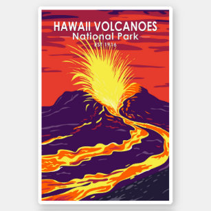 Adesivo Retro do Parque Nacional dos Vulcões do Havaí