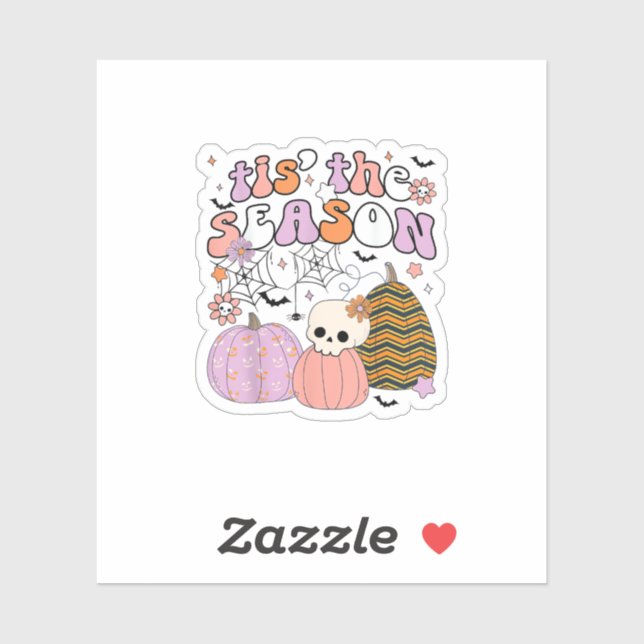 Adesivo Retro Esta É A Época Pumpkin Halloween Skull Spook (Folha)