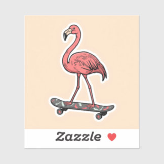 Adesivo "Retro Flamingo on Skateboard 