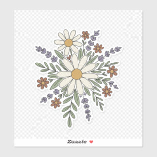 Adesivo Retro Floral Sticker – Vintage Daisy & Wildflowers