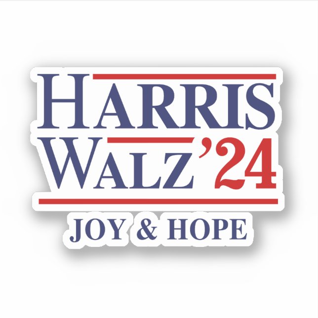 Adesivo Retro Harris Walz '24 - Joy and Hope (Frente)