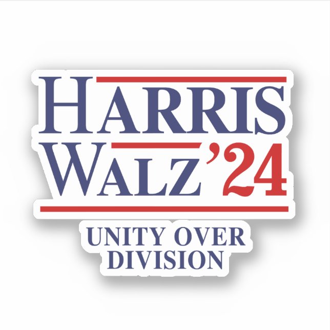 Adesivo Retro Harris Walz '24 - Unity over Division (Frente)